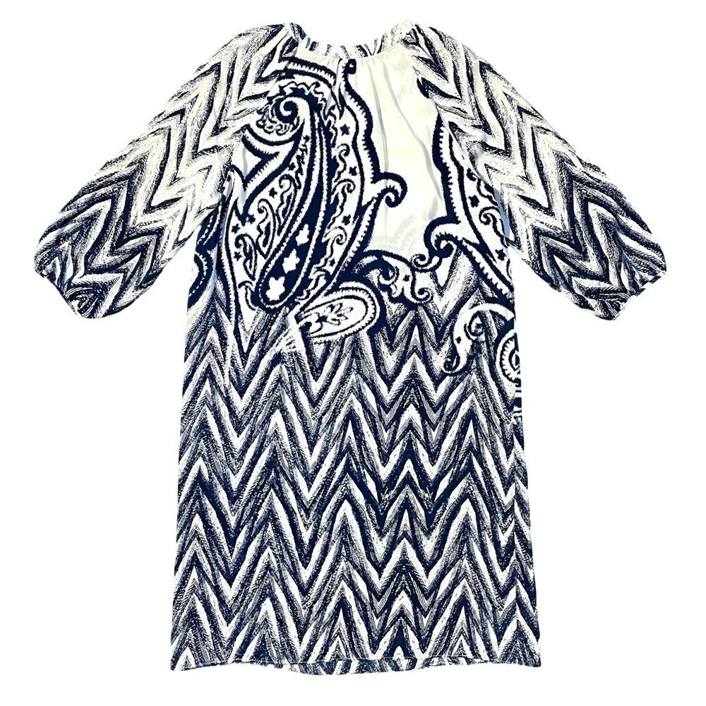 NWOT Tibi Paisley Chevron 3/4 Sleeve Print Shift Dress Size 6 - Picture 3 of 3